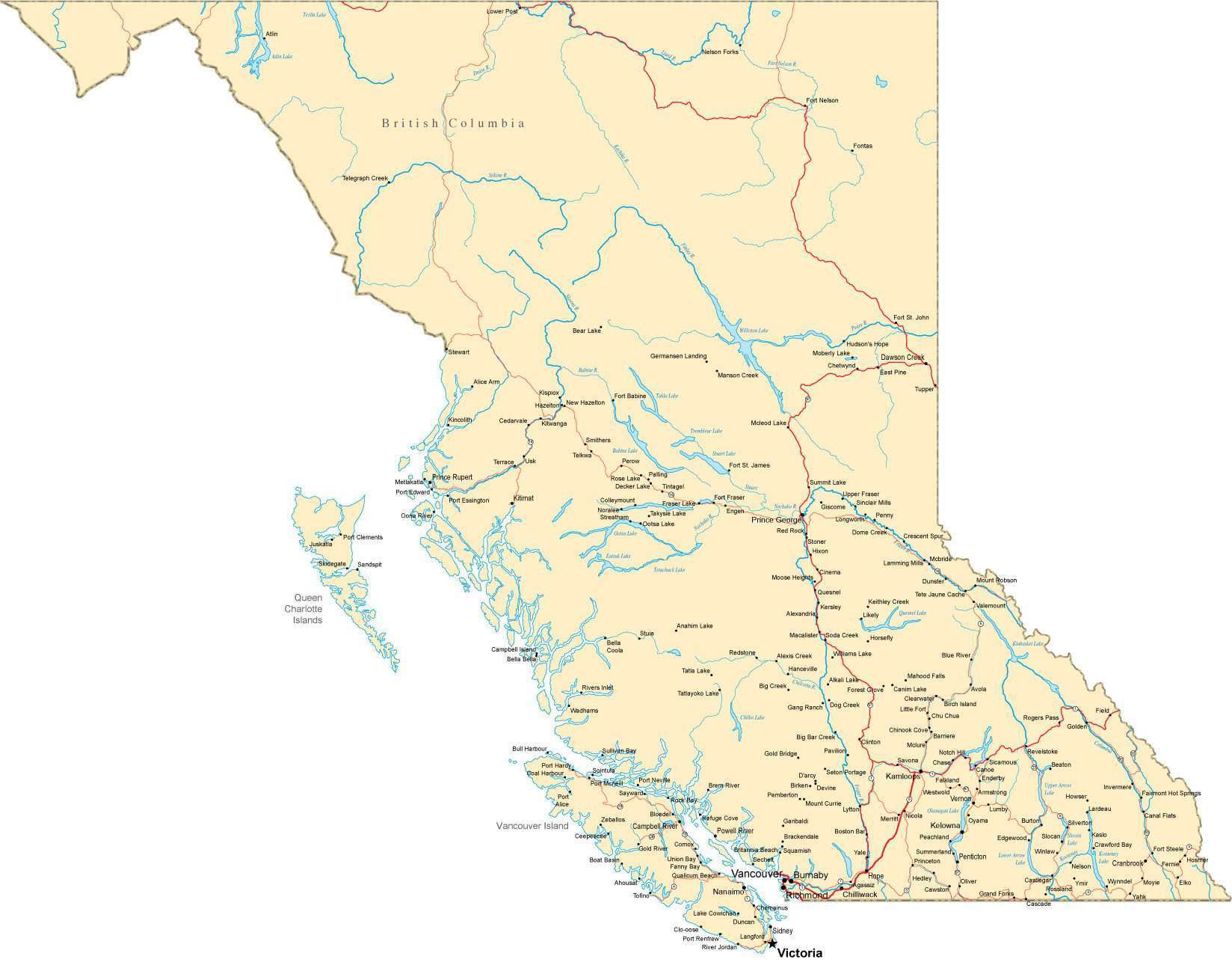 British Columbia Fit-Together style map in Adobe Illustrator format