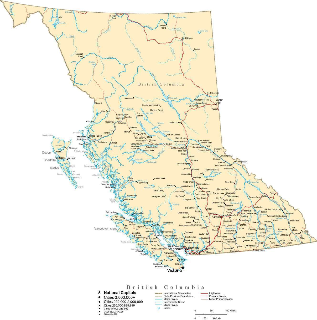 British Columbia map in Adobe Illustrator vector format