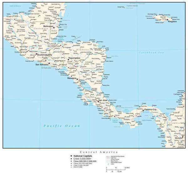 Central America Map States And Capitals - United States Map