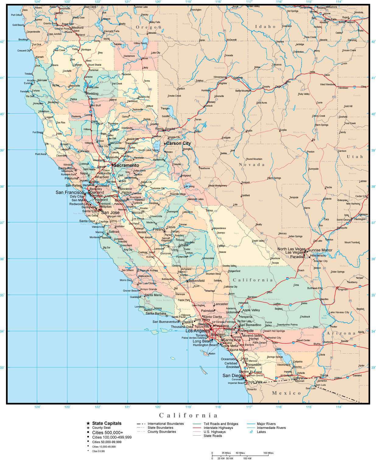 CA County Map With Cities