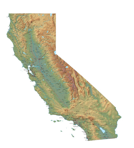 California Terrain map in Fit Together style with Terrain CA-USA-852138