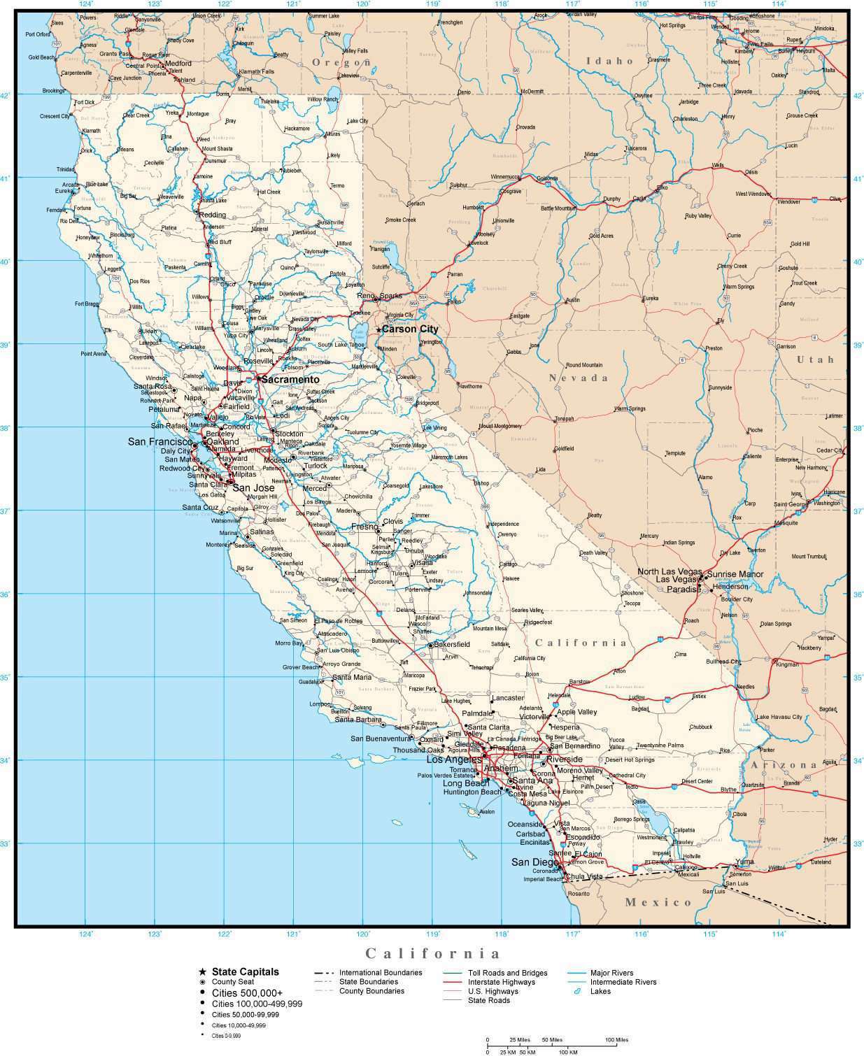 California Map In Adobe Illustrator Vector Format