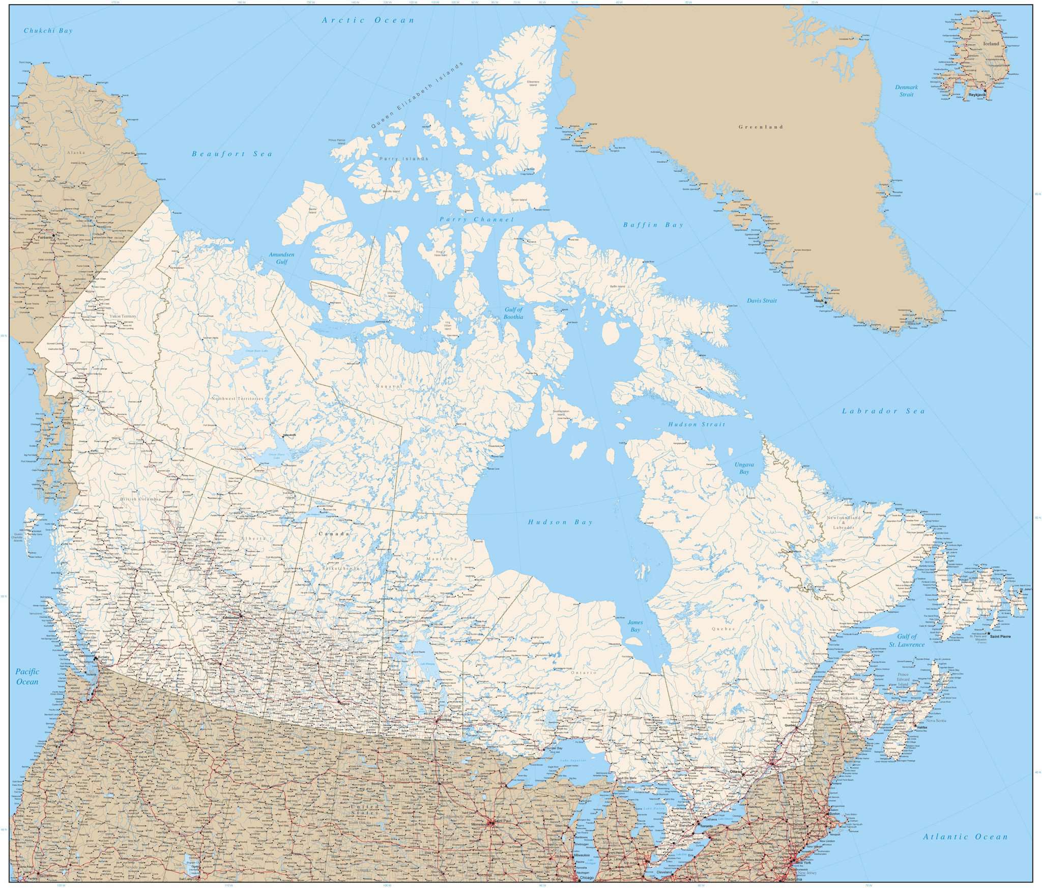 Poster Size Canada Map Adobe Illustrator Vector Format