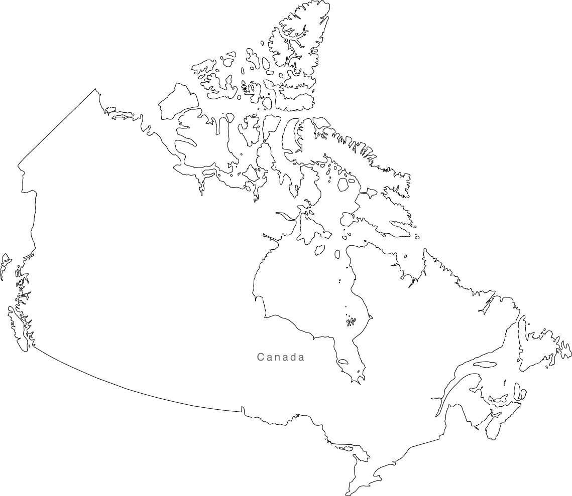 Canada Map Black And White Digital Canada Map for Adobe Illustrator and PowerPoint/KeyNote