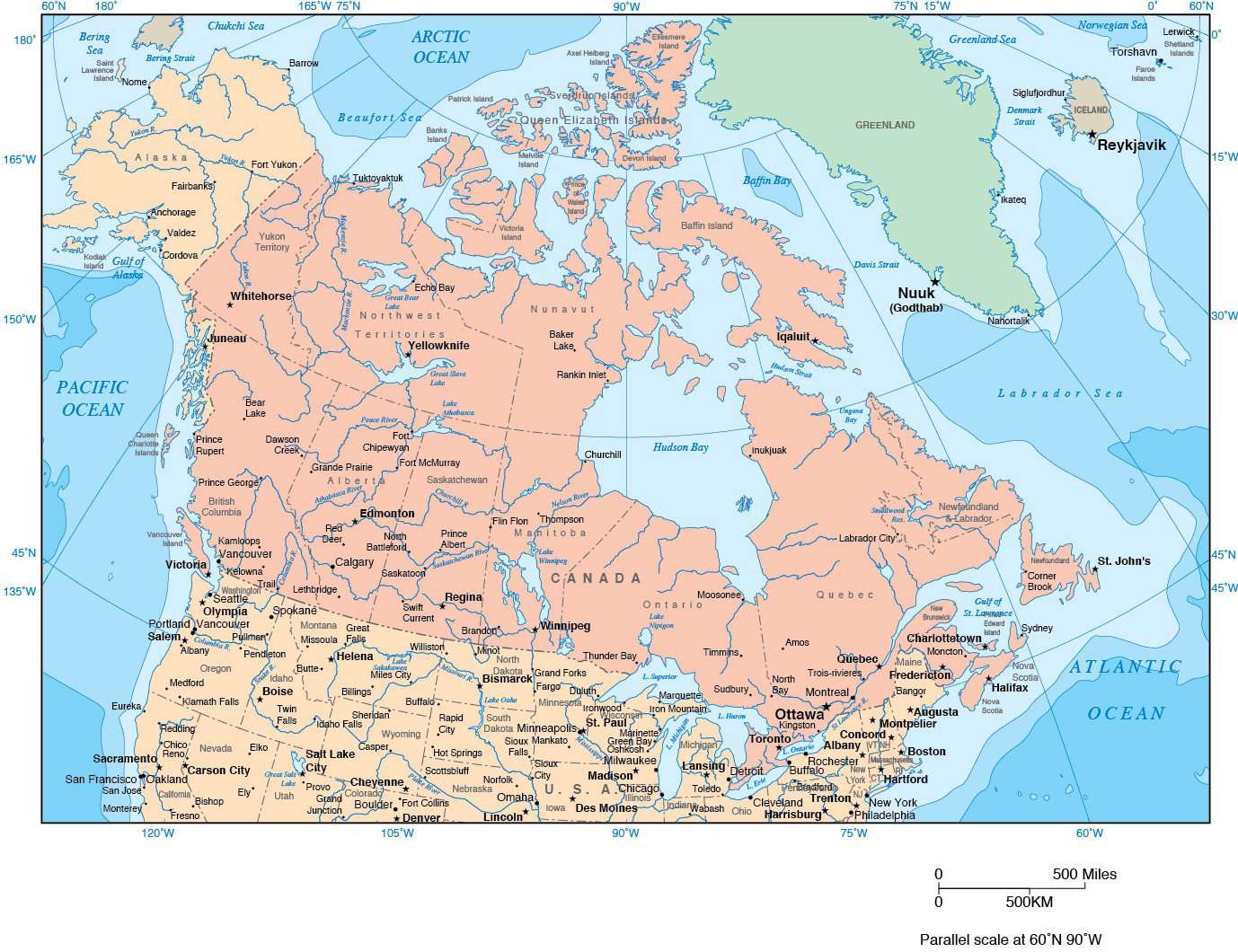 Digital Canada Contour map in Adobe Illustrator vector format