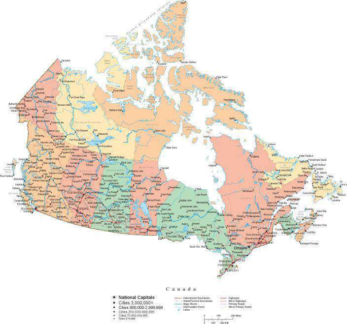 Canada Map Cut Out Style In Adobe Illustrator Vector Format