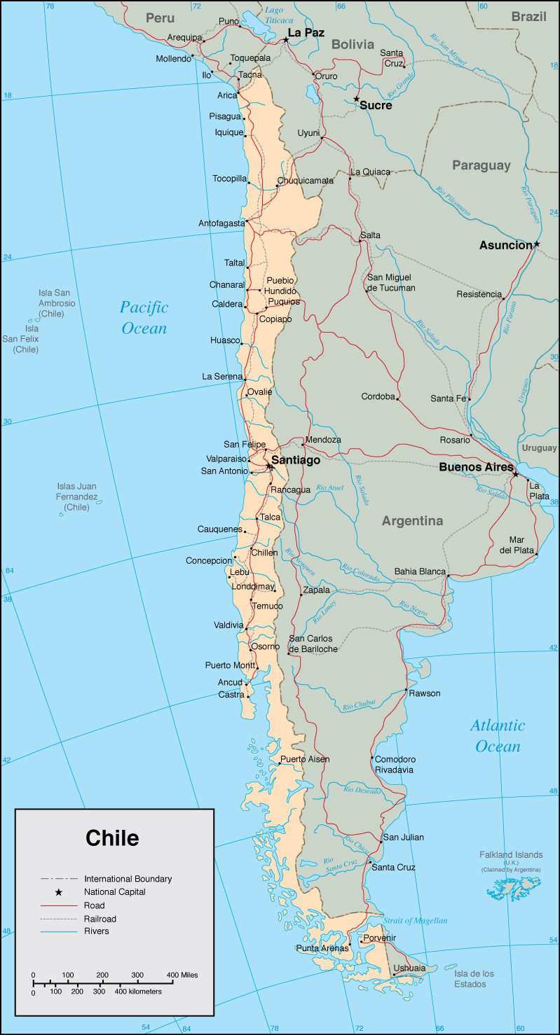 Digital Chile map in Adobe Illustrator vector format