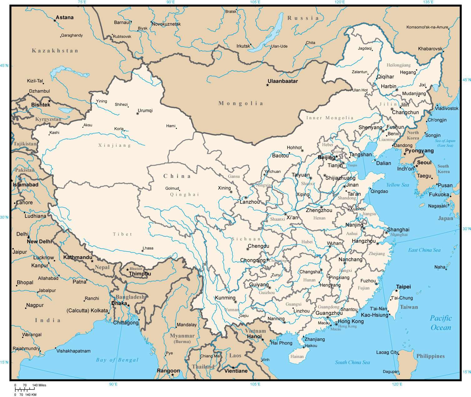 China Map with Provinces in Adobe Illustrator Format