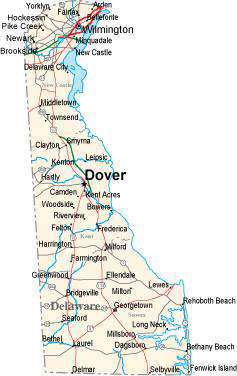 Large Map Of Delaware Delaware State Map In Fit-Together Style To Fit With Other States