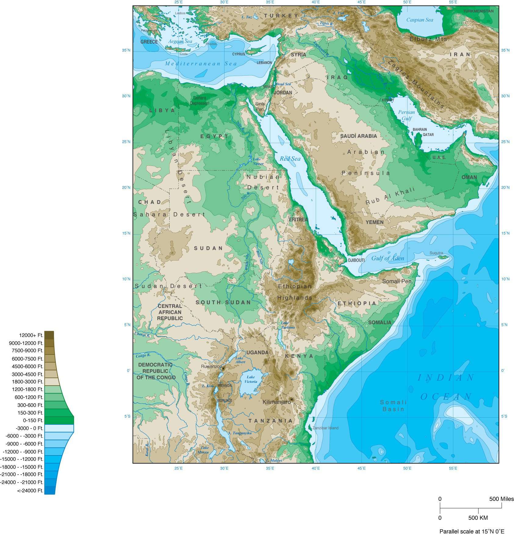 Digital Eastern Africa Contour Map In Adobe Illustrator Vector Format 3702