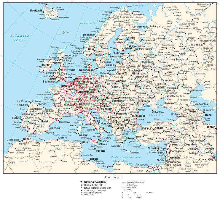 road travel map of europe