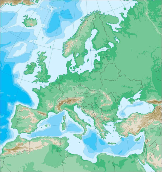 Europe Contour Map - Adobe Illustrator Vector Format