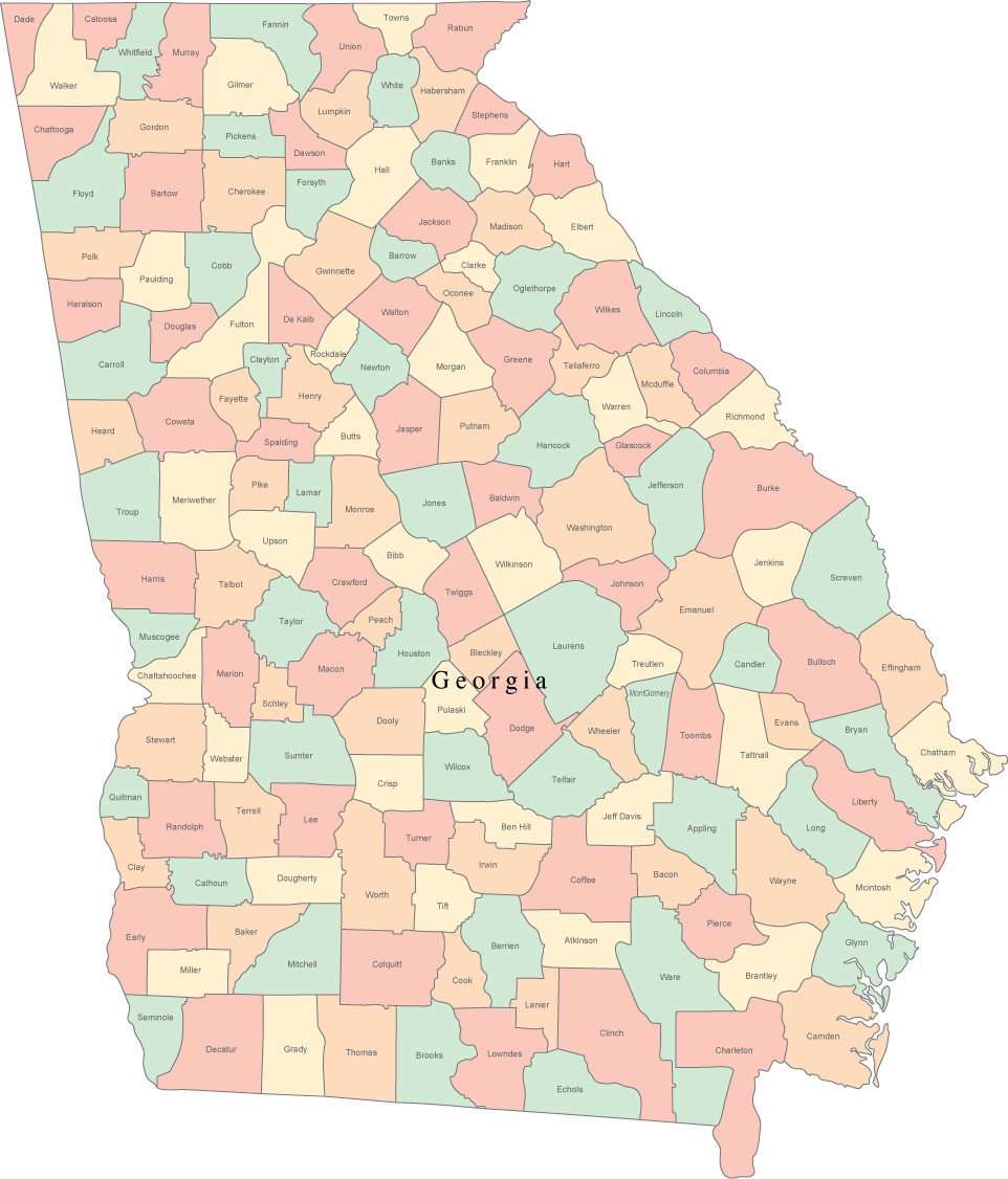 Printable Map Of Georgia Counties