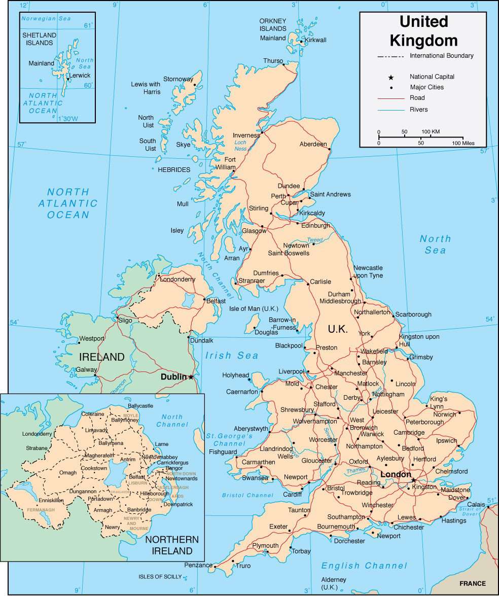 Digital United Kingdom map in Adobe Illustrator vector format