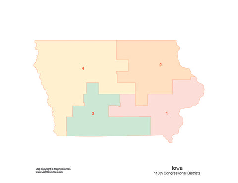 Digital Iowa Map with 2022 Congressional Districts