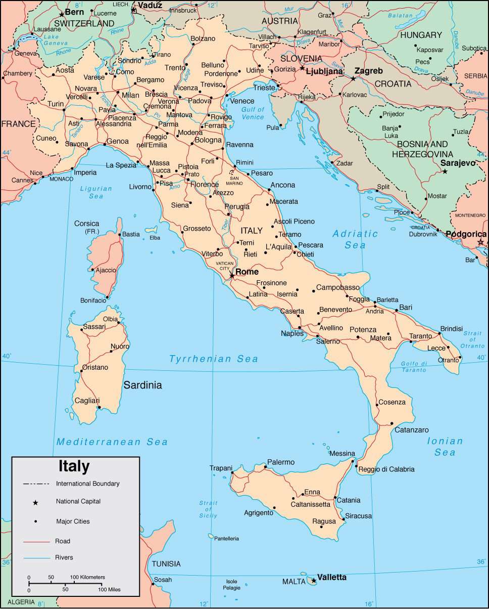 Digital Italy map in Adobe Illustrator vector format