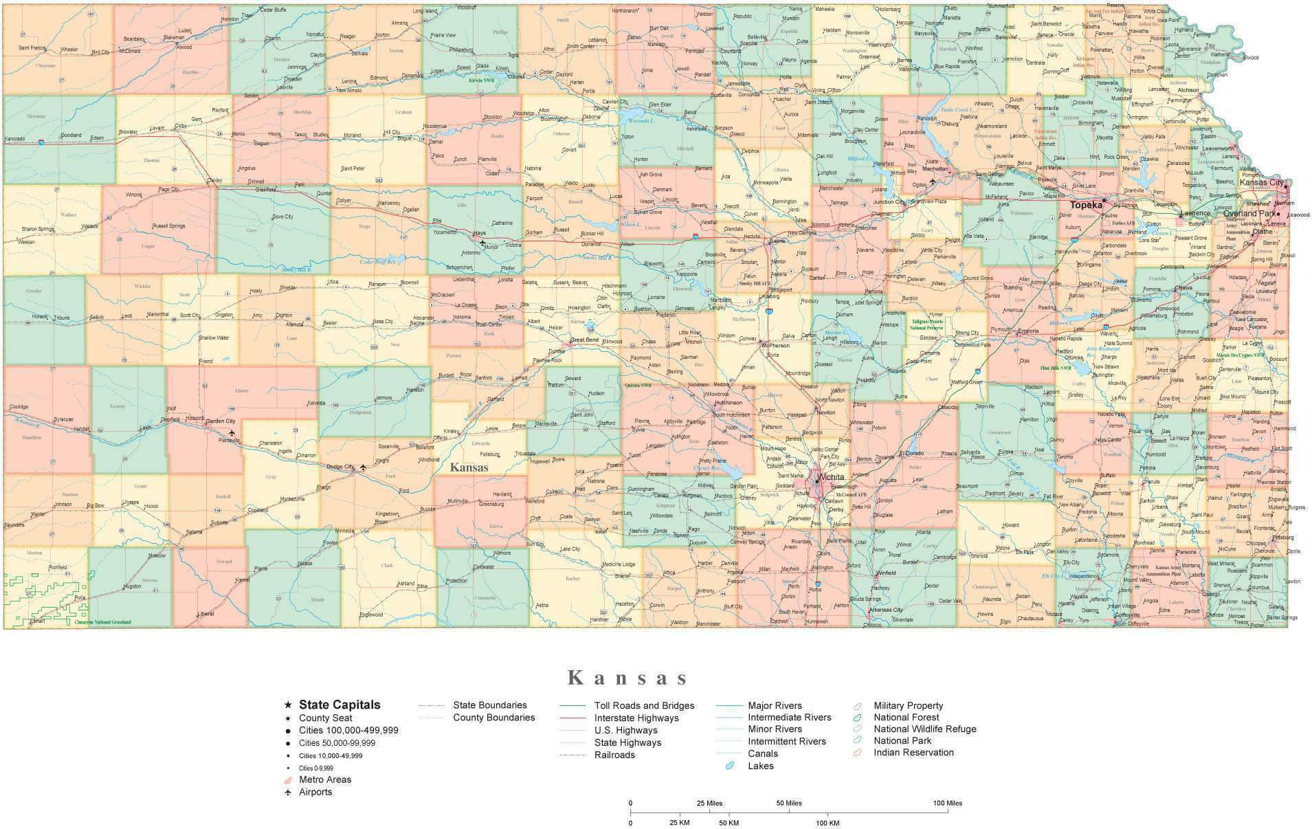 Printable Road Map Of Kansas 5805