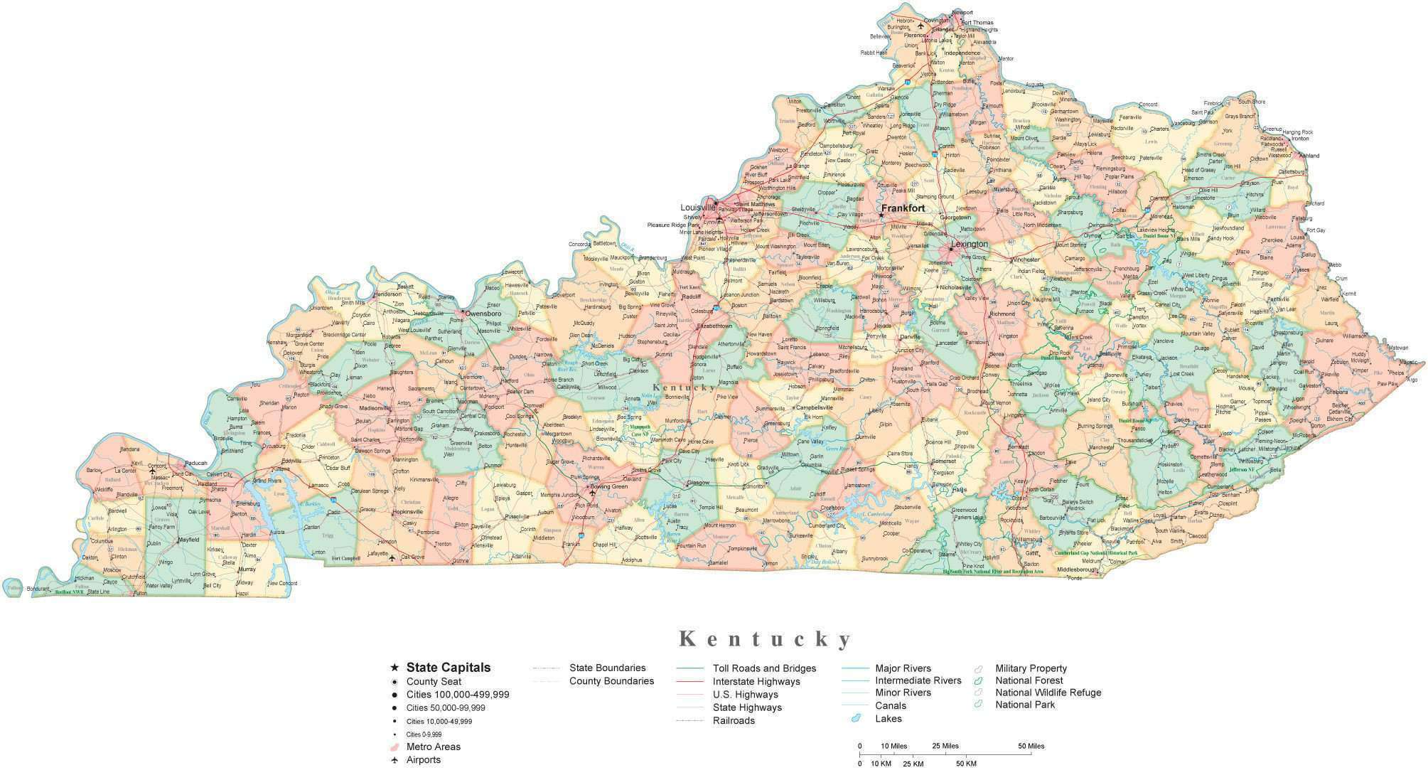Kentucky Map With Cities And Highways World Map - vrogue.co