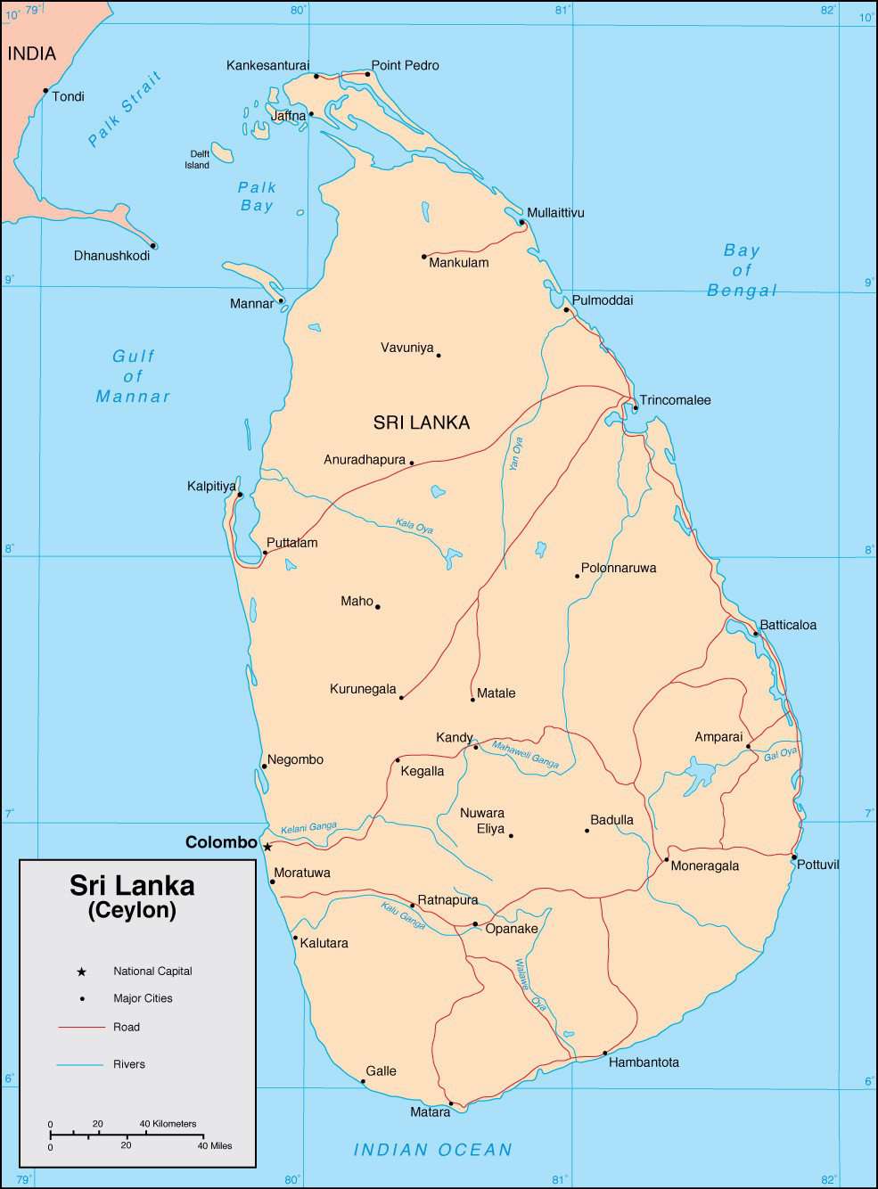 ceylon sri lanka map