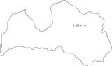 Digital Black & White Latvia map in Adobe Illustrator EPS vector format