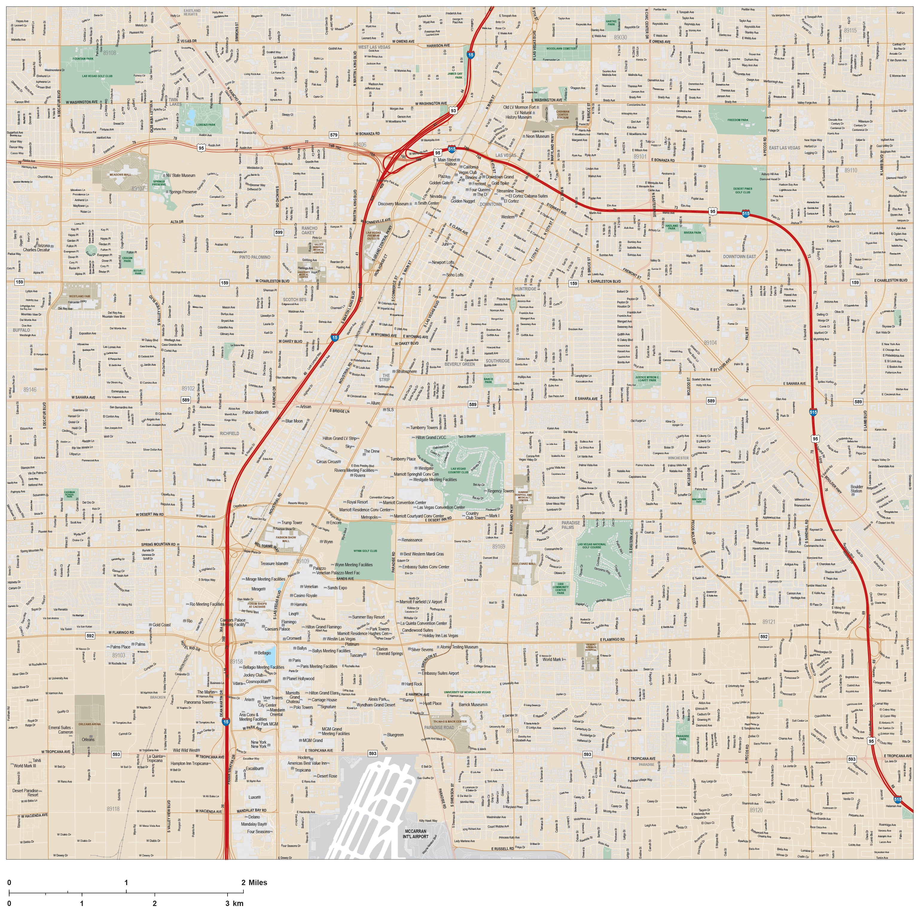 Street Map Of Las Vegas Nv Las Vegas NV Local Street map in Adobe Illustrator Vector Format