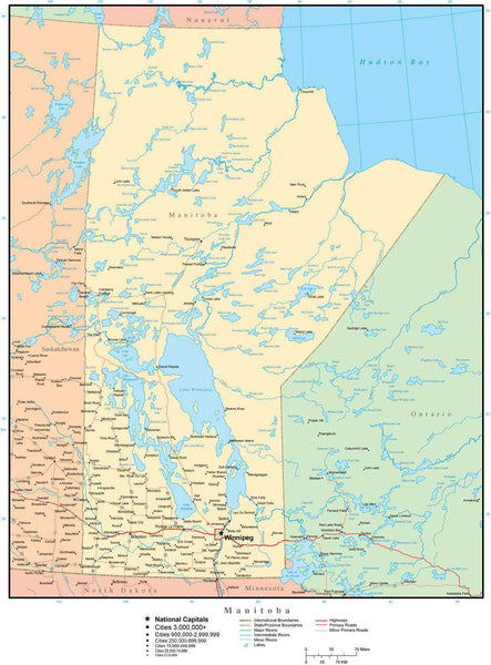 Manitoba Province map in Adobe Illustrator vector format