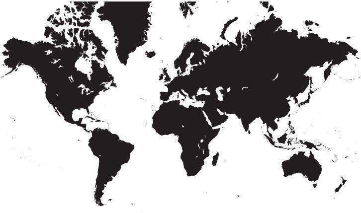 World Single Color Blank Outline Map In Black America Centered