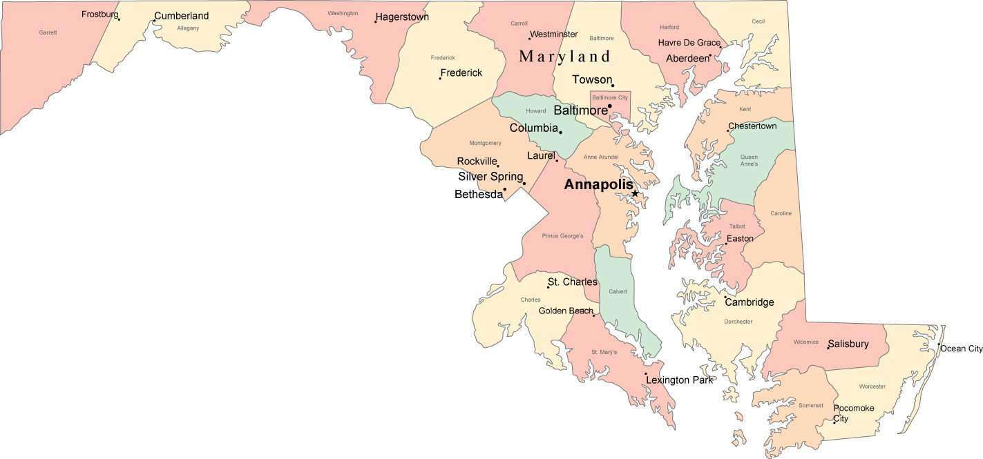 Alphabetical list of Maryland Cities