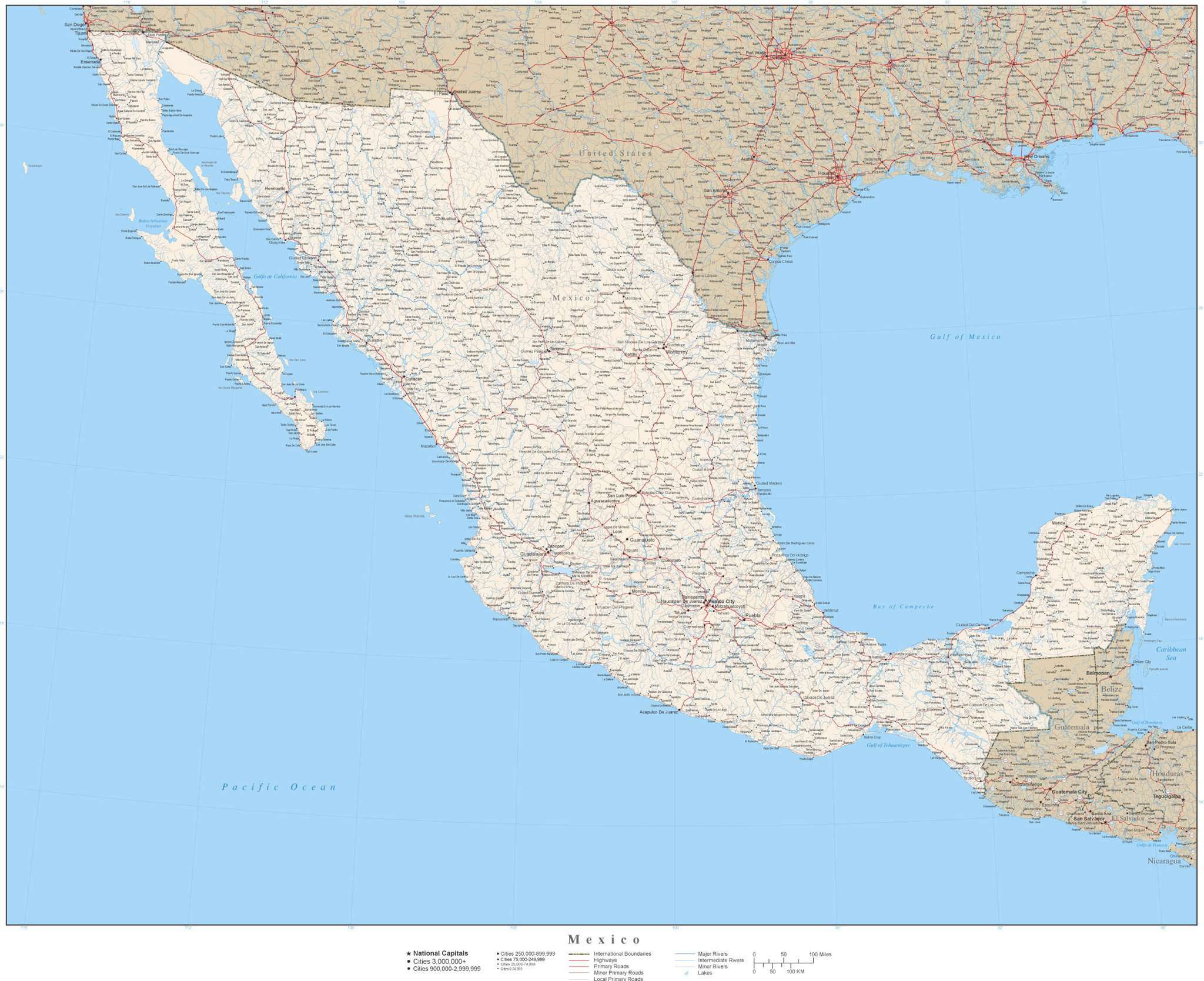 Mexico Map With Cities In Adobe Illustrator Vector Format
