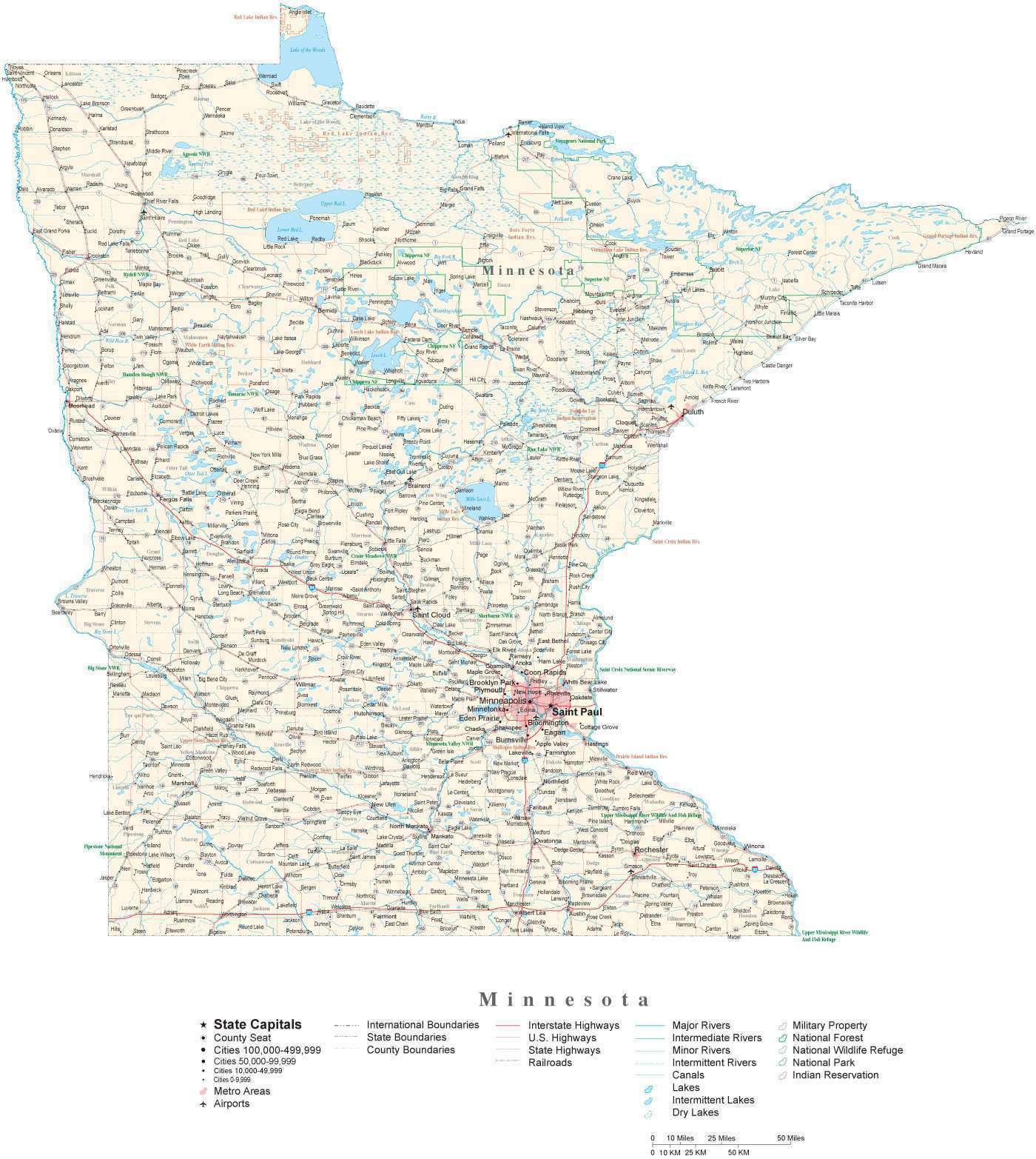 Mn Minnesota Counties Map 3149