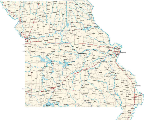 Digital Missouri Fit-Together Style to fit exactly with adjacent states ...