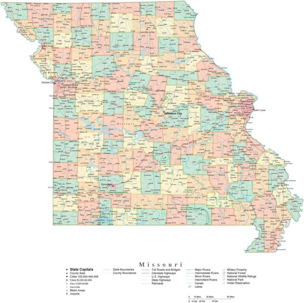 State Map Of Missouri In Adobe Illustrator Vector Format Detailed   MO USA 504019 Comp 1 Grande 