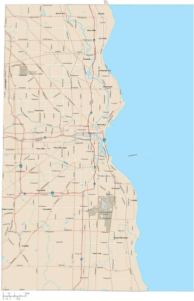 Milwaukee County Map Adobe Illustrator vector format – Map Resources