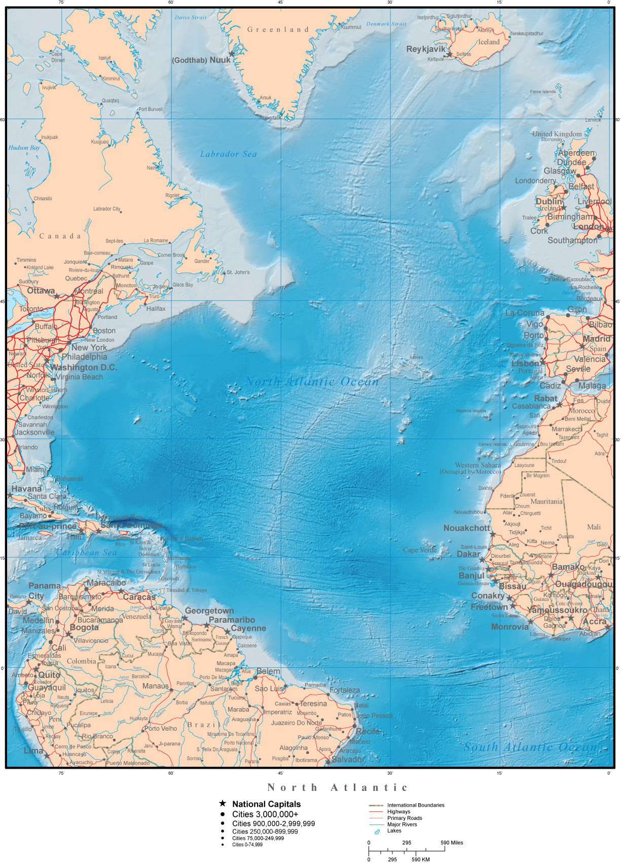 North Atlantic Ocean Map 
