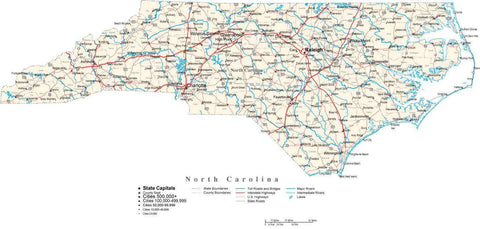 North Carolina State Map in Fit-Together Style to match other states