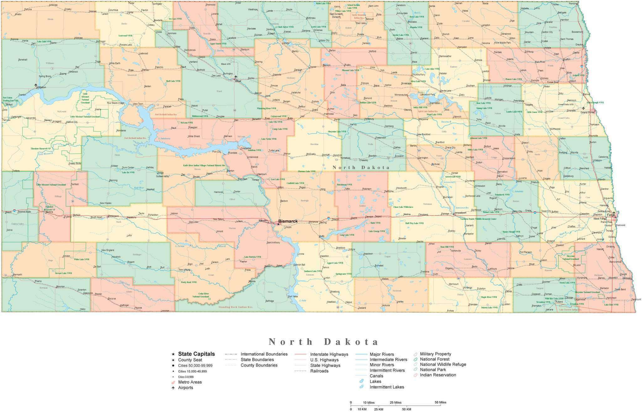 North Dakota Map With Towns - World Map