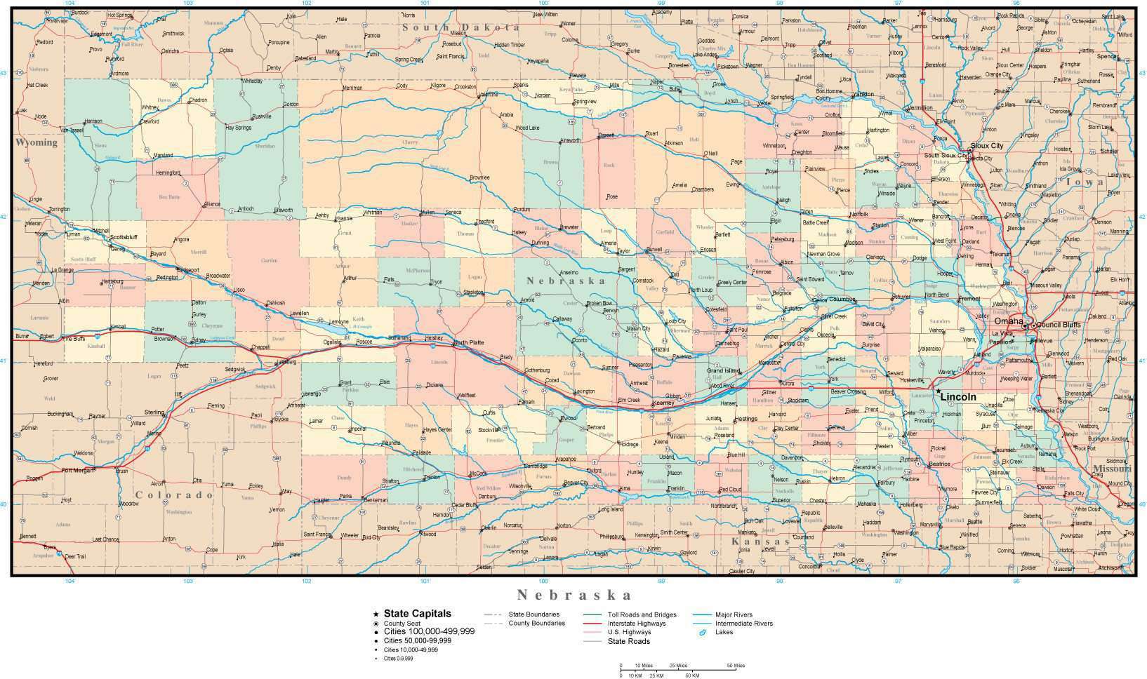 nebraska-adobe-illustrator-map-with-counties-cities-county-seats