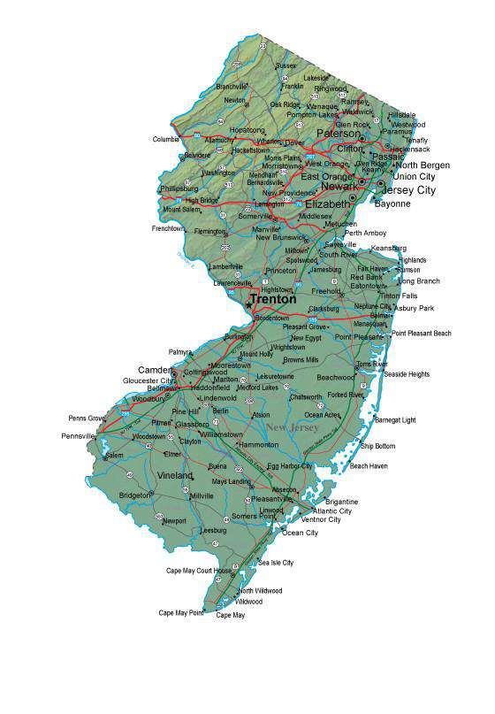 Map Of New Jersey With Major Cities