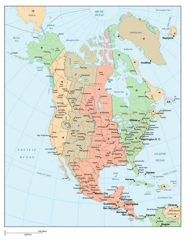 North America Map with Time Zones