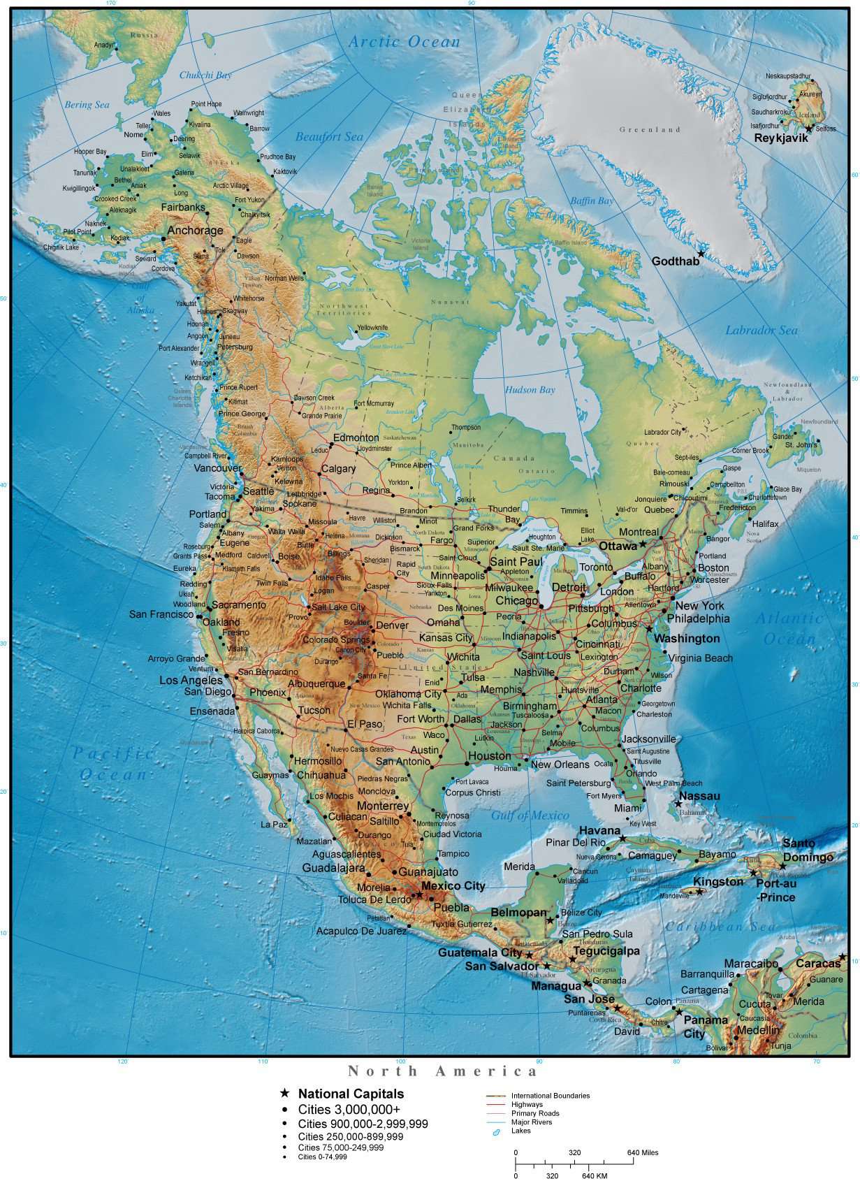 North America Map With Land And Ocean Floor Terrain