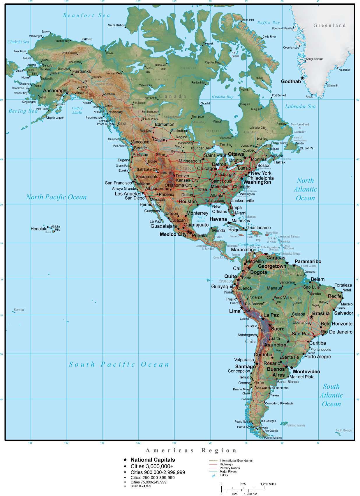 Central America Capitals Map