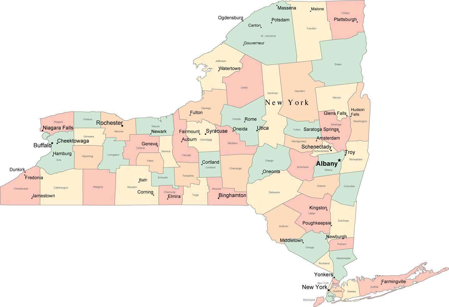 New York State Map With Towns And Counties 3547