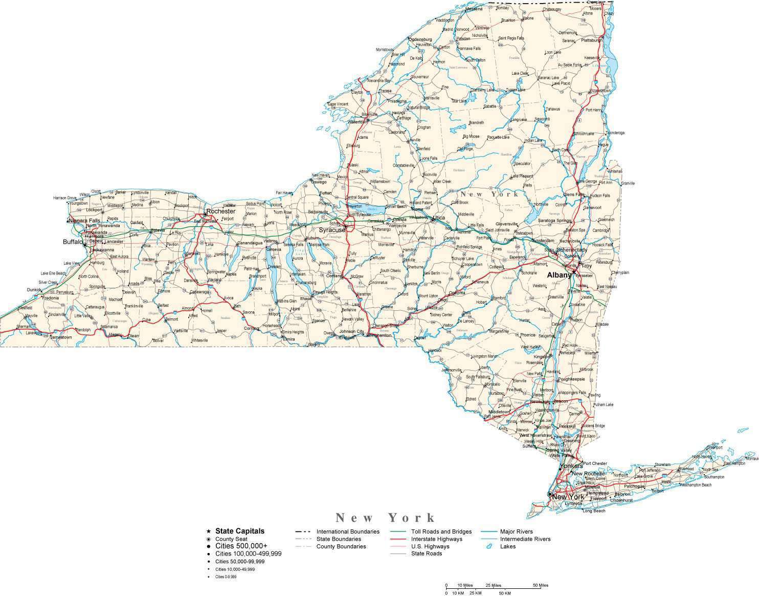 New York State Map With Towns And Cities - United States Map