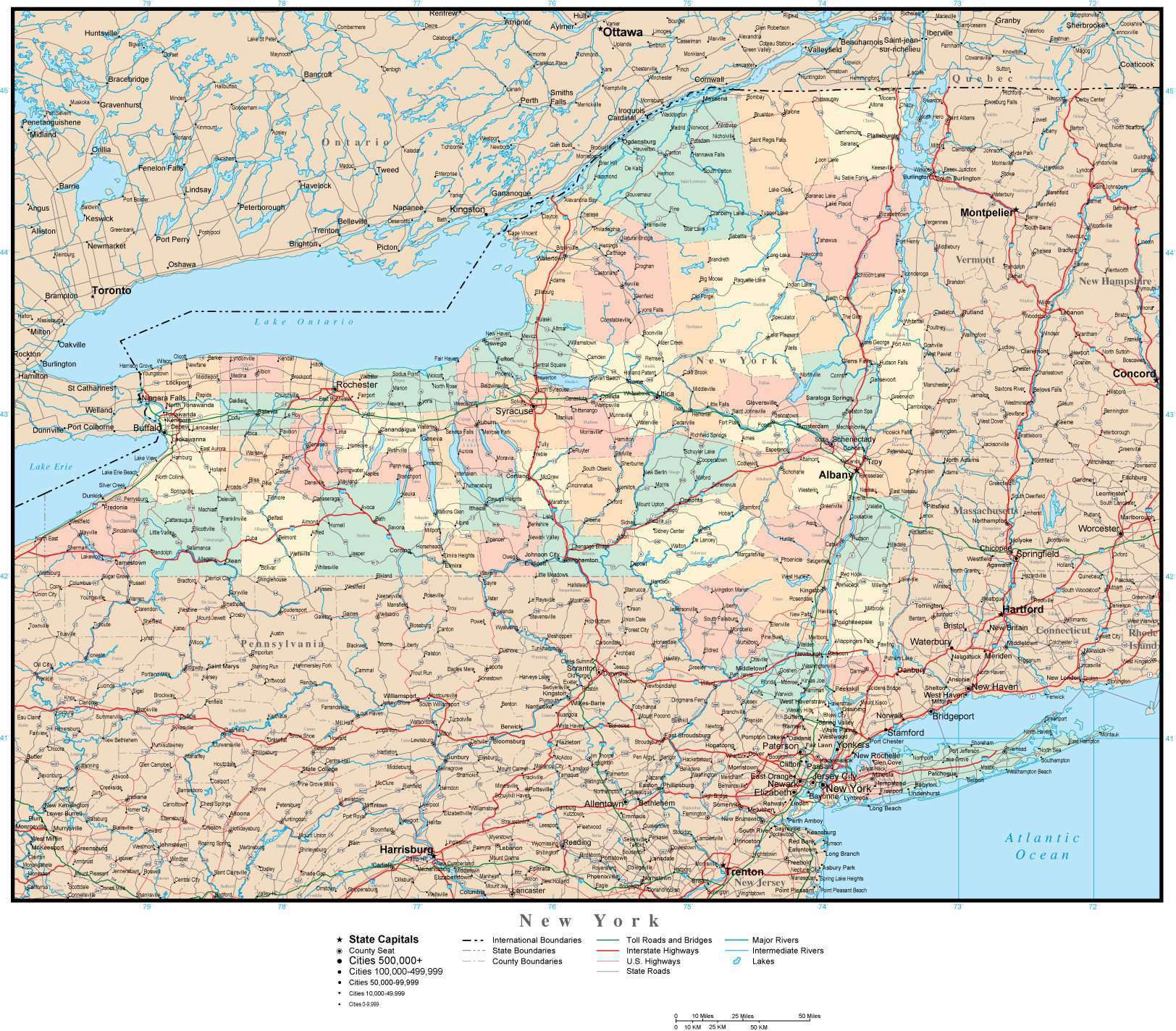 Ny Counties Map With Roads