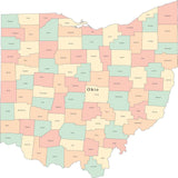 Ohio Digital Vector Map with Counties, Major Cities, Roads, Rivers ...