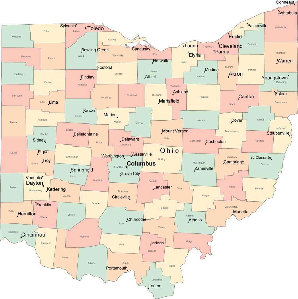 Ohio Political Map With Capital   OH USA 113137 