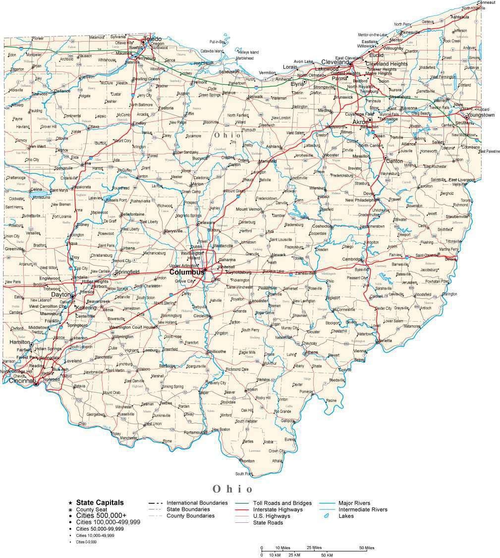 Ohio Map With County Lines Ohio State Map in Fit Together Style to match other states