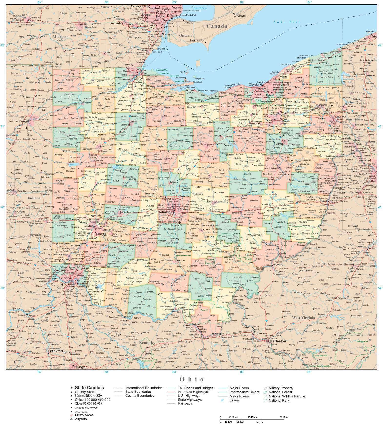 Ohio Map Counties And Cities