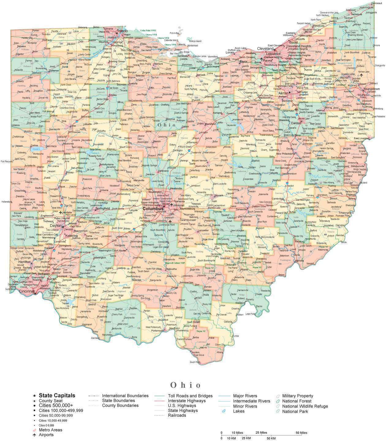 Detailed Map Of Ohio Cities