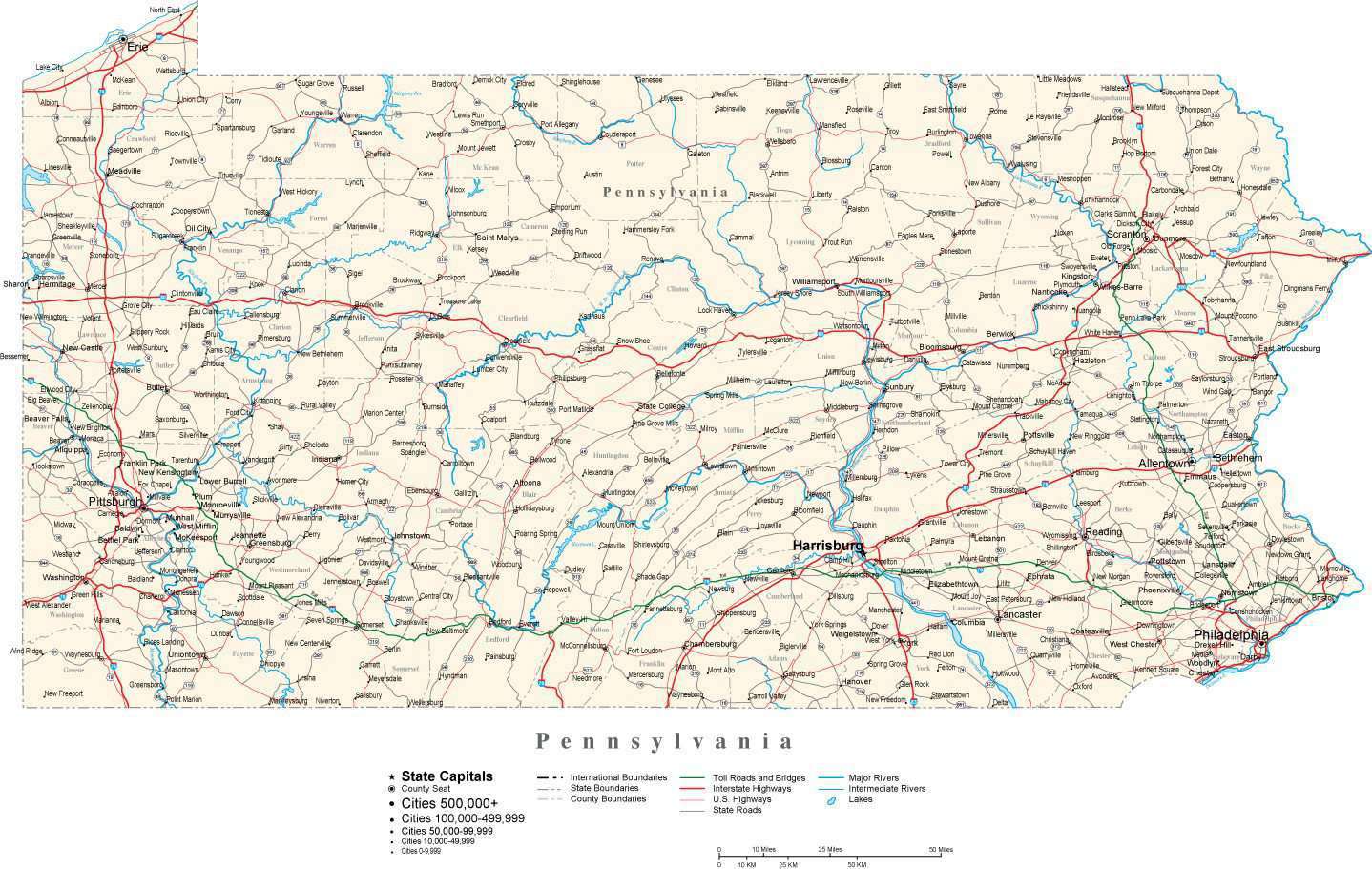 Pennsylvania State Map in Fit-Together Style to match other states
